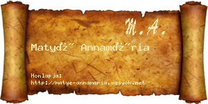 Matyé Annamária névjegykártya